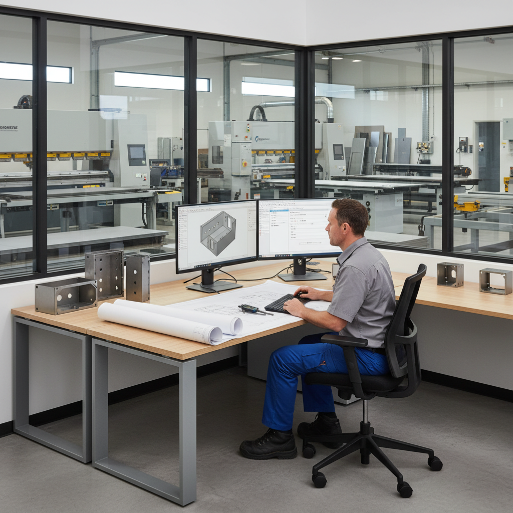 Fabrication estimator reviewing drawings and quote information
